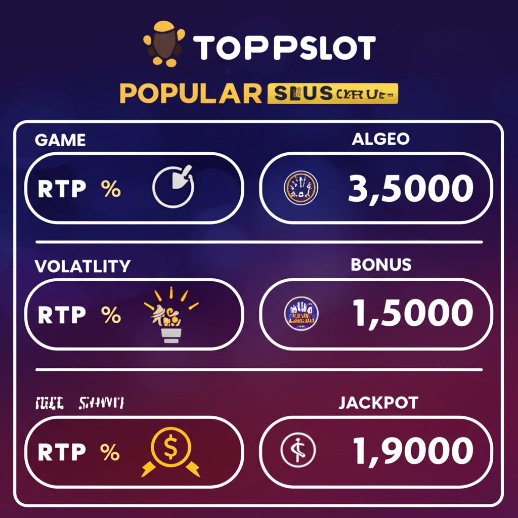 ตารางเปรียบเทียบเกมสล็อตยอดนิยมใน topppslot พร้อมค่า RTP และฟีเจอร์โบนัส