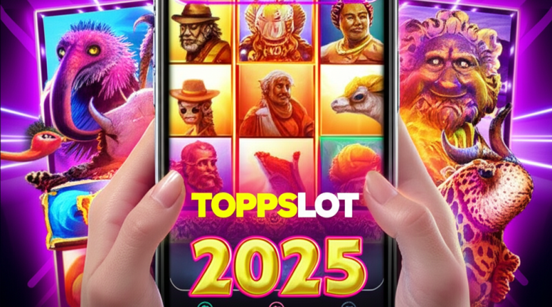 ภาพประกอบธีมสล็อตยอดนิยมปี 2025 แสดงธีมเทพเจ้า ผจญภัย และสัตว์ พร้อมผู้เล่นกำลังเล่นสล็อตบนมือถือกับ topppslot