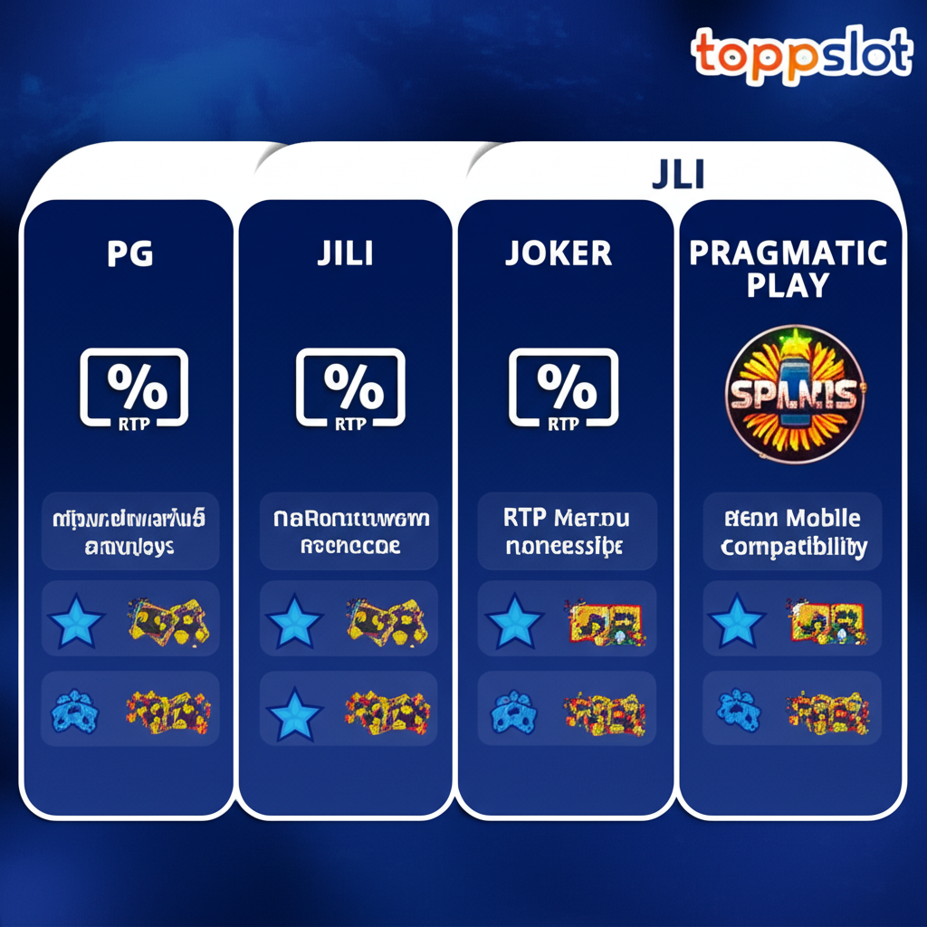 ตารางเปรียบเทียบค่ายเกมสล็อต PG, JILI, Joker, Pragmatic Play สำหรับมือใหม่