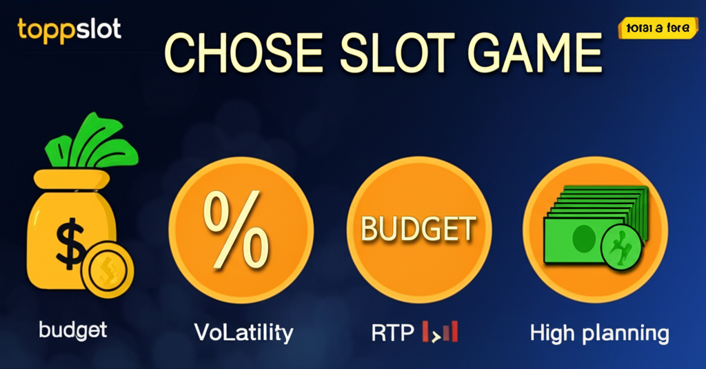 ภาพแนะนำวิธีเลือกเกมสล็อตบน topppslot ตามสไตล์การเล่น งบประมาณ ค่า RTP และความผันผวน