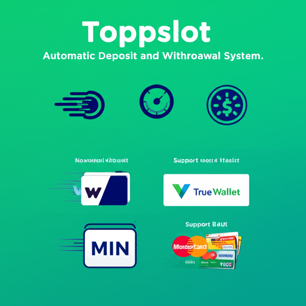 ระบบฝากถอนออโต้ของ topppslot ที่รวดเร็ว ปลอดภัย ไม่มีขั้นต่ำ รองรับทรูวอเลทและบัญชีธนาคาร